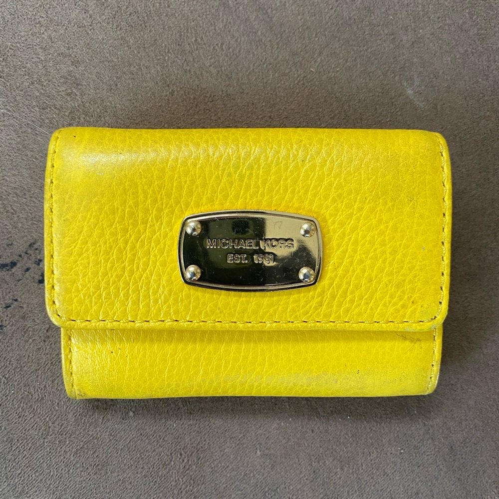Michael Kors pebble leather yellow wallet